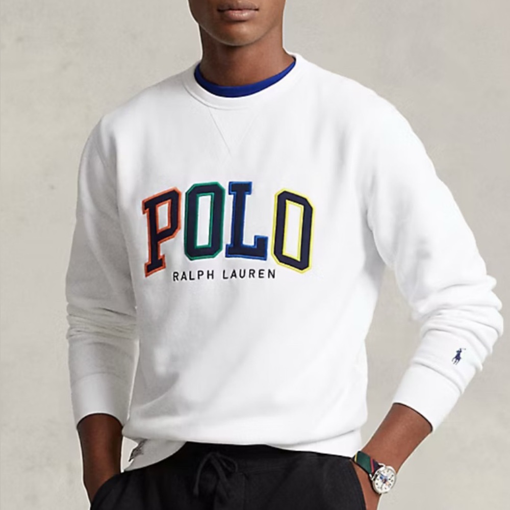 Polo by Ralph Lauren Large Men's Multicolor Logo Crewneck Fleece Sweatshirt RL